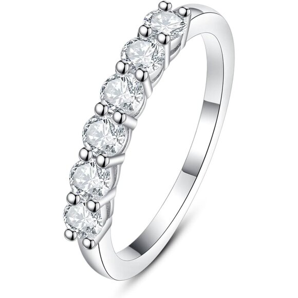 IMOLOE Lab Grown Diamond Wedding Bands for Women，0.66 Carat Ring 6 Stones Eterni